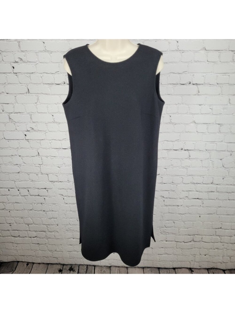 Rebecca Moses Black Sleeveless Shift Midi Dress Italy Made Size Medium M